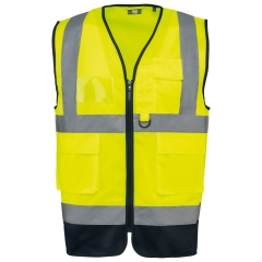 Gilet haute visibilité recyclé zip unisexe Jaune fluo / Marine – WK. Designed To Work