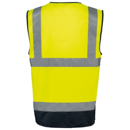 Gilet haute visibilité recyclé zip unisexe Jaune fluo / Marine – WK. Designed To Work – vue 2