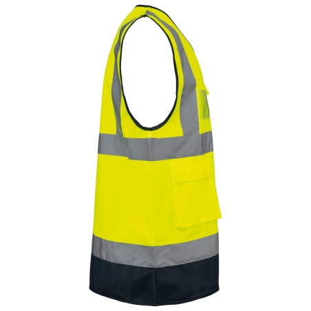 Gilet haute visibilité recyclé zip unisexe Jaune fluo / Marine – WK. Designed To Work – vue 3