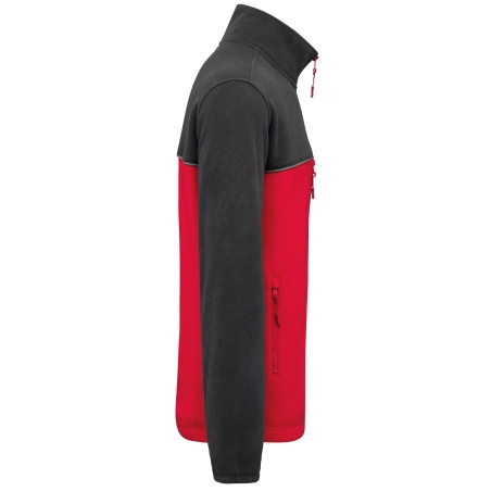 Veste micropolaire bicolore écoresponsable Rouge / Gris foncé WK. Designed To Work – vue 3
