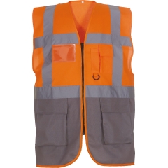 Gilet multifonction haute visibilité Orange fluo / Gris Yoko – Homme