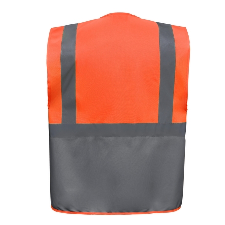 Gilet multifonction haute visibilité Orange fluo / Gris Yoko – Homme – vue 2