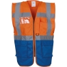 Gilet multifonction haute visibilité Orange fluo / Bleu royal Yoko – Homme
