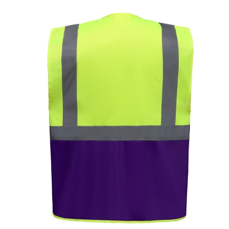 Gilet multifonction haute visibilité Jaune fluo / Violet – Yoko – vue 2