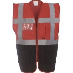 Gilet multifonction haute visibilité Noir/Rouge Yoko – Full Zip