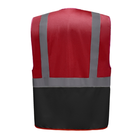 Gilet multifonction haute visibilité Noir/Rouge Yoko – Full Zip – vue 2