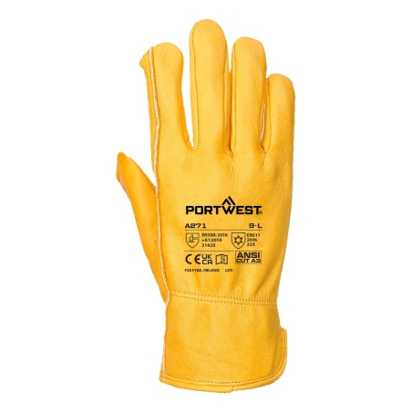 Gant driver cuir matelassé doublé polaire Bronze – Portwest A271