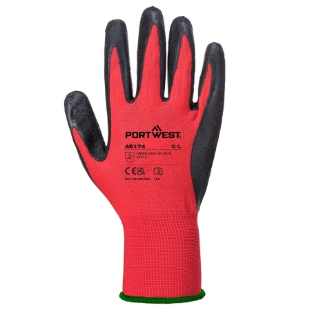 Gant de protection anti-coupure niveau 2 enduit Rouge/noir – Portwest AB174