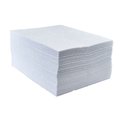 Tapis absorbant hydrocarbures hydrophobe bords ouverts Blanc – Portwest SM50, boîte de 100 tapis