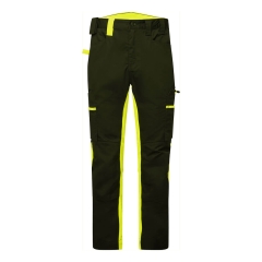 Pantalon de travail éco-conçu stretch avec genouillères WX2 Noir/jaune – Portwest CD881