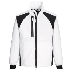 Veste de travail stretch polyester coton recyclé Blanc coupe longue – Portwest CD885