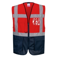 Gilet haute visibilité Executive multipoches classe 1 Rouge/marine – Portwest C476