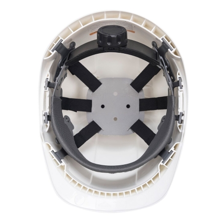 Casque de chantier ventilé à harnais textile réglable Blanc – Portwest PS55