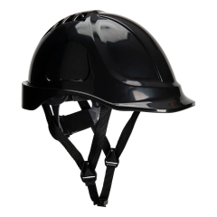 Casque de chantier ventilé à harnais textile réglable Noir – Portwest PS55