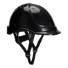 Casque de chantier ventilé à harnais textile réglable Noir – Portwest PS55