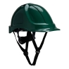 Casque de chantier ventilé à harnais textile réglable Vert – Portwest PS55