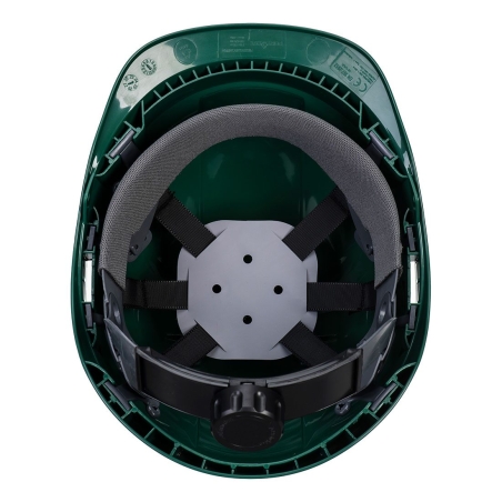 Casque de chantier ventilé à harnais textile réglable Vert – Portwest PS55