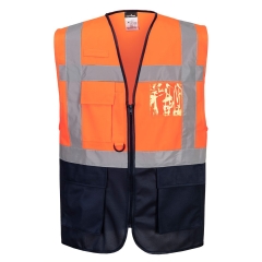 Gilet haute visibilité Executive multipoches classe 1 Orange/marine – Portwest C476