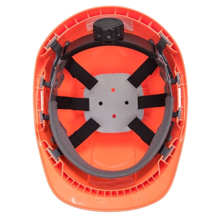 Casque de chantier ventilé à harnais textile réglable Orange – Portwest PS55