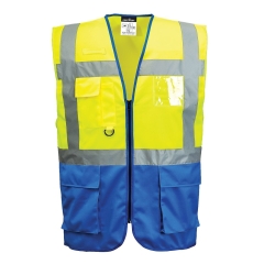 Gilet haute visibilité Executive multipoches classe 1 Jaune/royal – Portwest C476