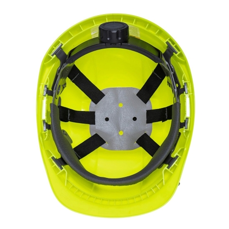 Casque de chantier ventilé à harnais textile réglable Jaune – Portwest PS55