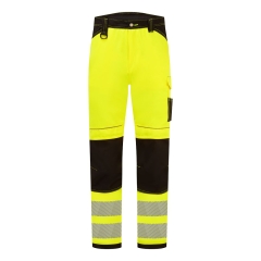Pantalon de travail haute visibilité multipoches classe 2 Jaune/noir coupe courte – Portwest PW340