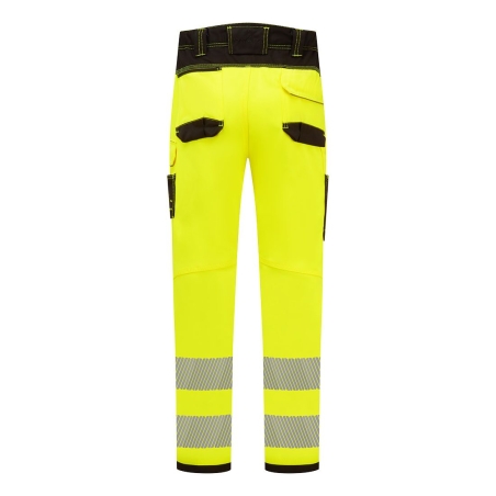 Pantalon de travail haute visibilité multipoches classe 2 Jaune/noir coupe courte – Portwest PW340