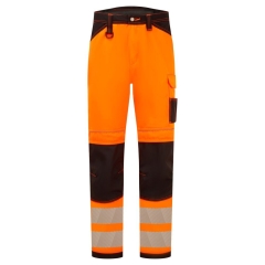 Pantalon de travail haute visibilité multipoches classe 2 Orange/noir – Portwest PW340