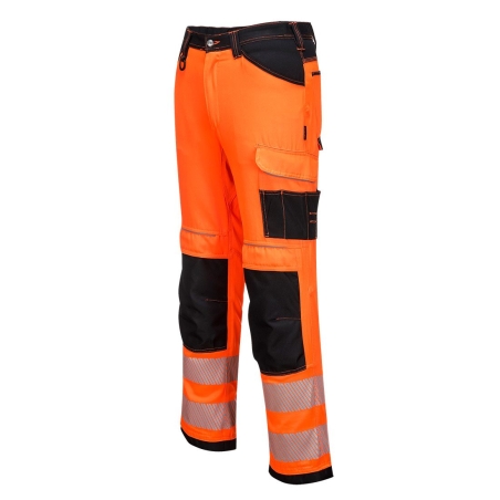 Pantalon de travail haute visibilité multipoches classe 2 Orange/noir – Portwest PW340