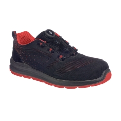 Basket de sécurité S1P laçage à fil tricot respirant Noir/rouge – Portwest FT08