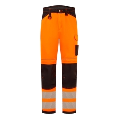 Pantalon de travail haute visibilité multipoches classe 2 Orange/noir coupe courte – Portwest PW340