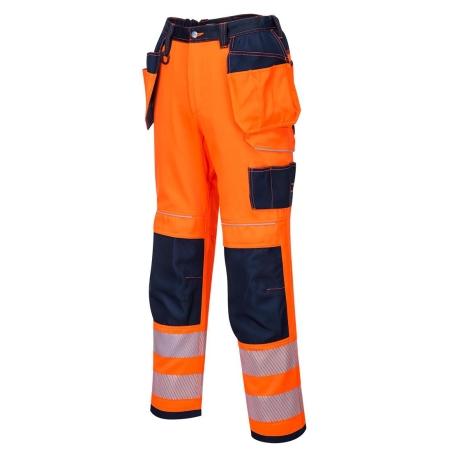 Pantalon haute visibilité PW3 poches flottantes multifonctions Orange/marine – Portwest T501