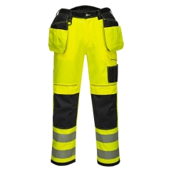 Pantalon haute visibilité PW3 poches flottantes multifonctions Jaune/noir coupe courte – Portwest T501