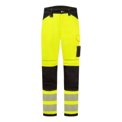 Pantalon de travail haute visibilité multipoches classe 2 Jaune/marine sho – Portwest PW340