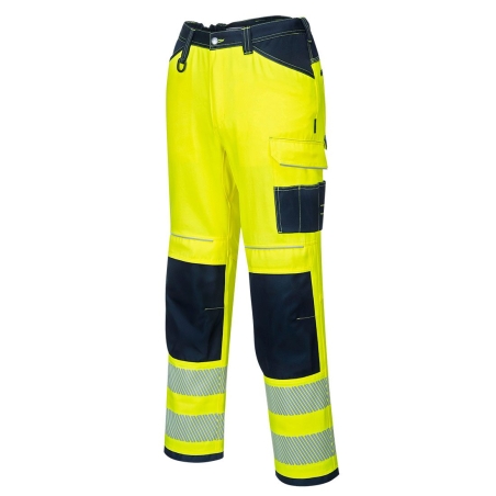 Pantalon de travail haute visibilité multipoches classe 2 Jaune/marine – Portwest PW340