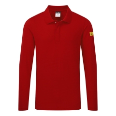 Polo manches longues antistatique ESD coton Rouge foncé – Portwest AS23