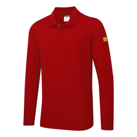 Polo manches longues antistatique ESD coton Rouge foncé – Portwest AS23