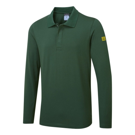 Polo manches longues antistatique ESD coton Vert forêt – Portwest AS23