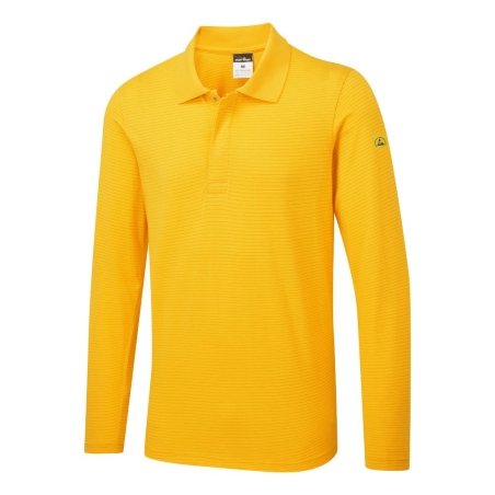 Polo manches longues antistatique ESD coton Jaune foncé – Portwest AS23