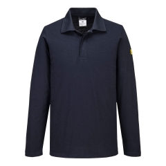 Polo manches longues antistatique ESD coton Marine – Portwest AS23