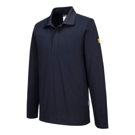 Polo manches longues antistatique ESD coton Marine – Portwest AS23