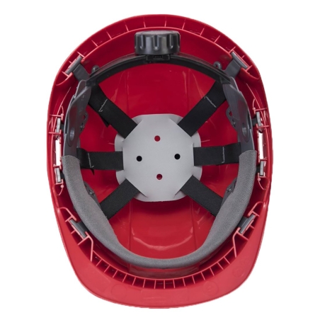 Casque de chantier ventilé avec visière rétractable Rouge – Portwest PW55