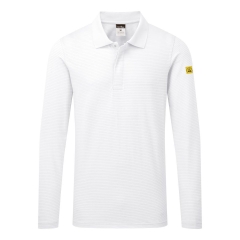 Polo manches longues antistatique ESD coton Blanc – Portwest AS23