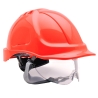 Casque de chantier ventilé avec visière rétractable Rouge – Portwest PW55