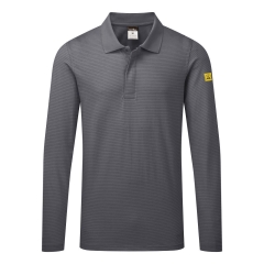 Polo manches longues antistatique ESD coton Gris zoom – Portwest AS23