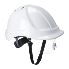Casque de chantier ventilé avec visière rétractable Blanc – Portwest PW55
