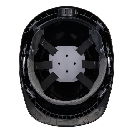 Casque de chantier ABS non ventilé avec harnais textile Noir – Portwest PS54