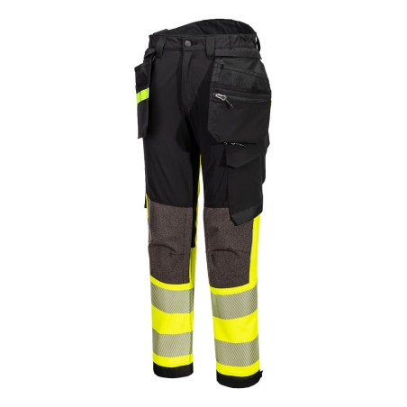Pantalon stretch haute visibilité classe 1 avec poches flottantes démontables Jaune/noir – Portwest EV442