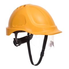 Casque de chantier ventilé avec visière rétractable Jaune – Portwest PW55
