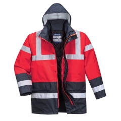 Parka haute visibilité bicolore imperméable classe 3 Rouge/marine – Portwest S466